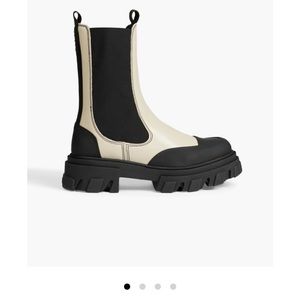 Ganni rubber trimmed two-toned Chelsea boots - off white and black size 37